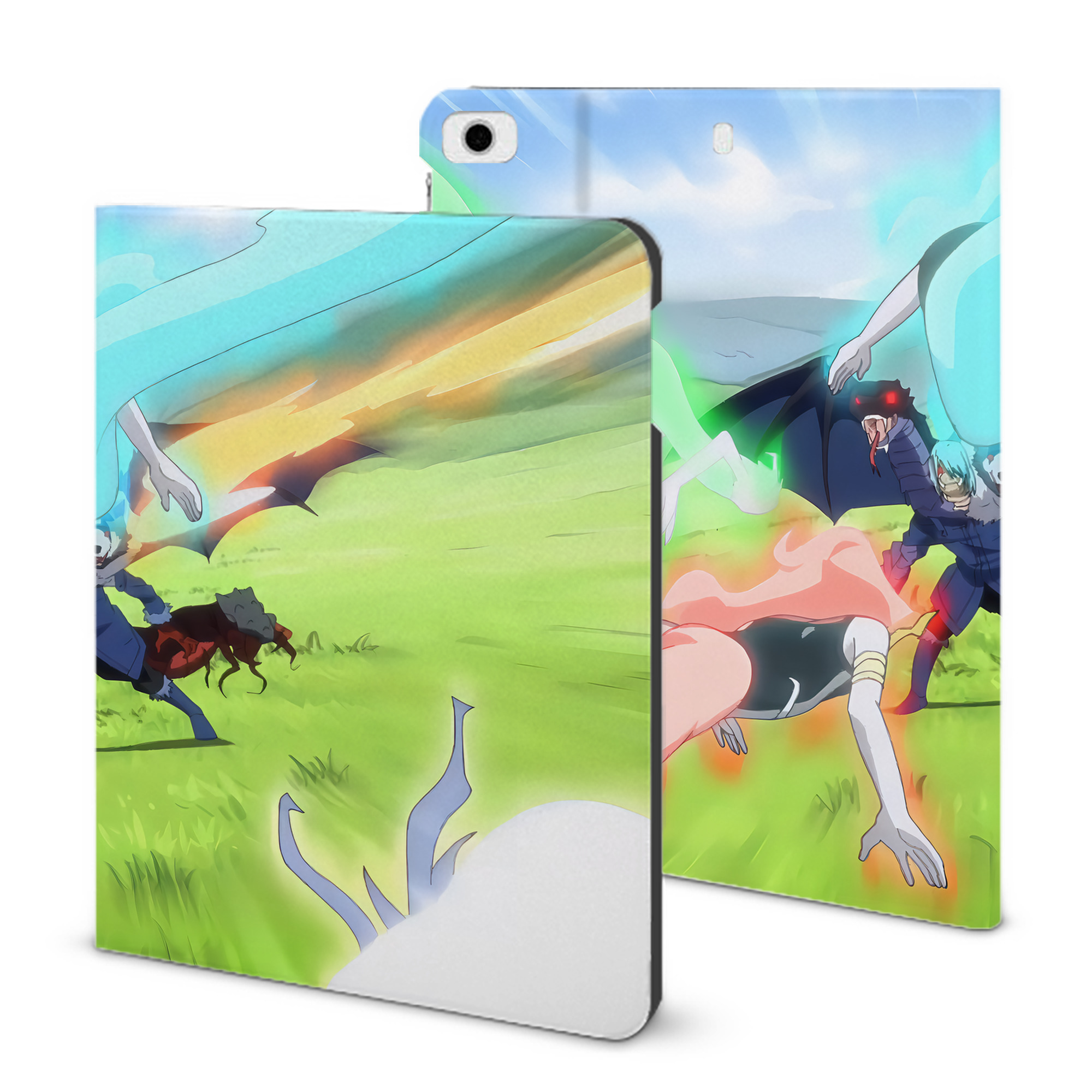 （画像用） 転スラ Regarding Reincarnated to Slime IPad ケース ブック型 PUレザー TPU 耐衝撃 軽量 薄型 ペン収納なし 全面保護 IPad 各モデル対応